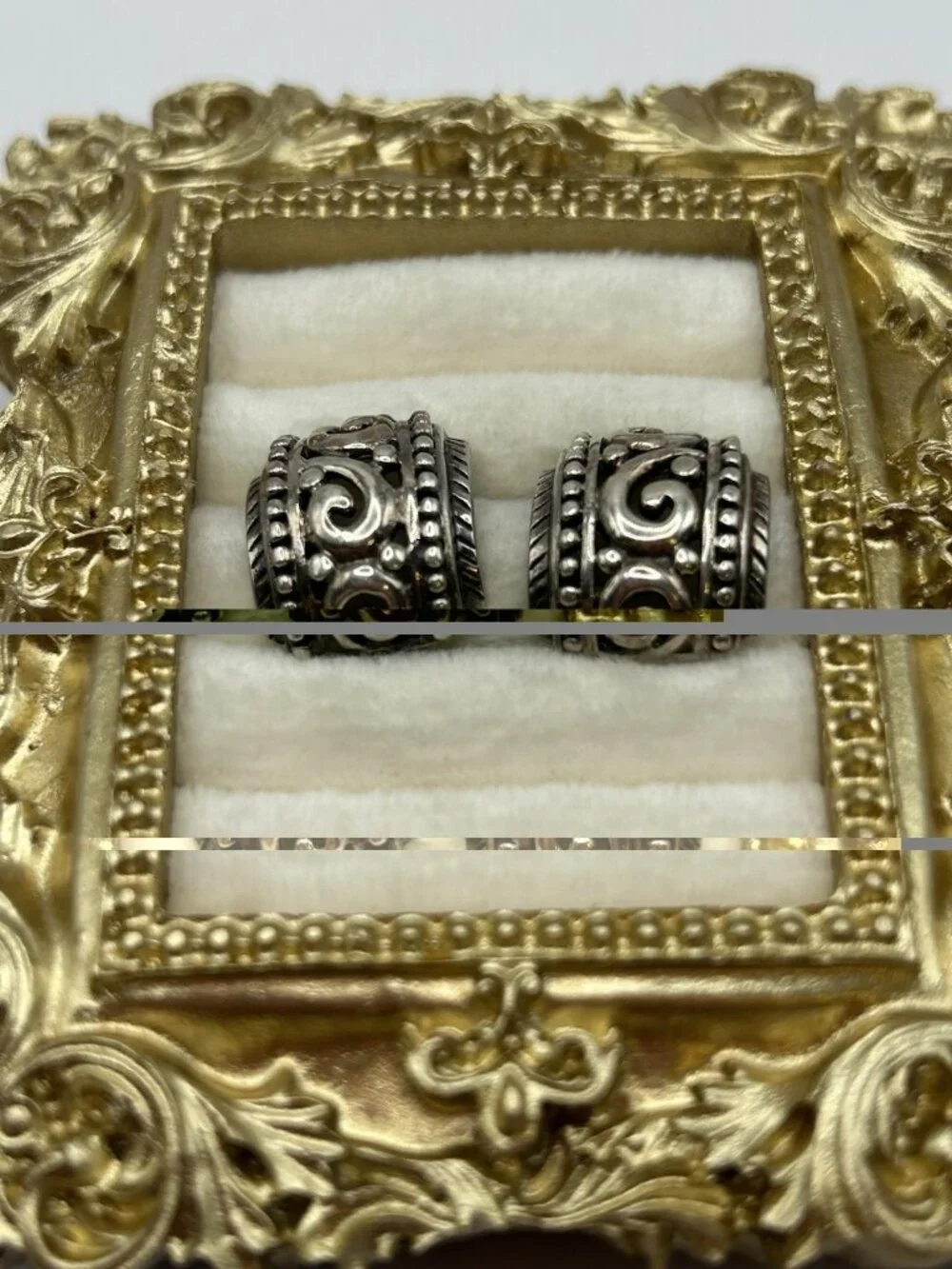 Vintage Thai Sterling Silver 925 Post Earrings Scroll Boho Artisan Patina Gift - Picture 9 of 11